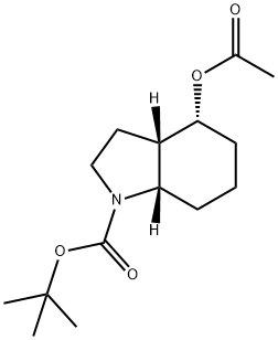 (3AS,4R,7AS)-4-乙酰氧基八氢-1H-吲哚-1-羧酸叔丁酯 结构式
