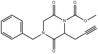 Methyl 4-benzyl-3,6-dioxo-2-(prop-2-yn-1-yl)piperazine-1-carboxylate 结构式