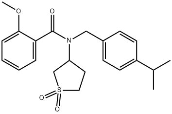 N-(1,1-dioxidotetrahydrothiophen-3-yl)-2-methoxy-N-[4-(propan-2-yl)benzyl]benzamide 结构式