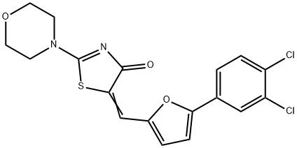 (5E)-5-{[5-(3,4-dichlorophenyl)furan-2-yl]methylidene}-2-(morpholin-4-yl)-1,3-thiazol-4(5H)-one 结构式