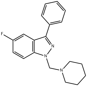 5-Fluoro-3-phenyl-1-(piperidin-1-ylmethyl)-1H-indazole 结构式