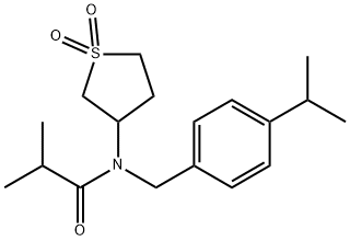 N-(1,1-dioxidotetrahydrothiophen-3-yl)-2-methyl-N-[4-(propan-2-yl)benzyl]propanamide 结构式