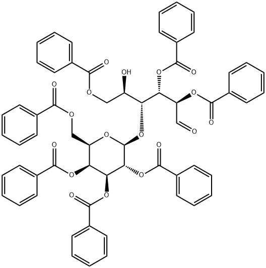 4-O-(2,3,4,6-四-O-苯甲酰基-BETA-D-吡喃半乳糖基)-D-葡萄糖 2,3,6-三苯甲酸酯 结构式