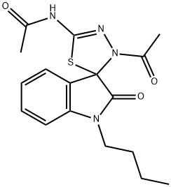 N-(3'-acetyl-1-butyl-2-oxo-1,2-dihydro-3'H-spiro[indole-3,2'-[1,3,4]thiadiazol]-5'-yl)acetamide 结构式