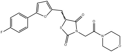 (5Z)-5-{[5-(4-fluorophenyl)furan-2-yl]methylidene}-3-[2-(morpholin-4-yl)-2-oxoethyl]-1,3-thiazolidine-2,4-dione 结构式