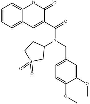 N-(3,4-dimethoxybenzyl)-N-(1,1-dioxidotetrahydrothiophen-3-yl)-2-oxo-2H-chromene-3-carboxamide 结构式