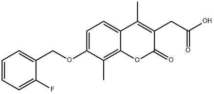 {7-[(2-fluorobenzyl)oxy]-4,8-dimethyl-2-oxo-2H-chromen-3-yl}acetic acid 结构式