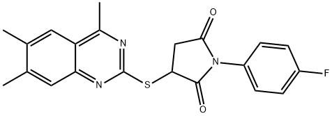 1-(4-fluorophenyl)-3-[(4,6,7-trimethylquinazolin-2-yl)sulfanyl]pyrrolidine-2,5-dione 结构式