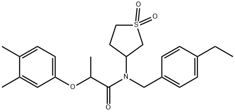 2-(3,4-dimethylphenoxy)-N-(1,1-dioxidotetrahydro-3-thienyl)-N-(4-ethylbenzyl)propanamide 结构式