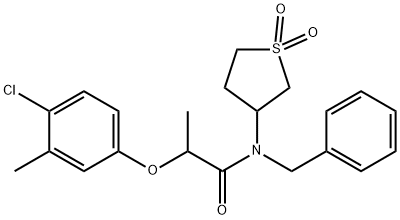 N-benzyl-2-(4-chloro-3-methylphenoxy)-N-(1,1-dioxidotetrahydrothiophen-3-yl)propanamide 结构式