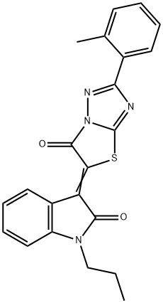 (3Z)-3-[2-(2-methylphenyl)-6-oxo[1,3]thiazolo[3,2-b][1,2,4]triazol-5(6H)-ylidene]-1-propyl-1,3-dihydro-2H-indol-2-one 结构式