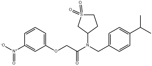 N-(1,1-dioxidotetrahydro-3-thienyl)-2-{3-nitrophenoxy}-N-(4-isopropylbenzyl)acetamide 结构式