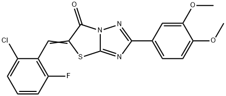 (5Z)-5-(2-chloro-6-fluorobenzylidene)-2-(3,4-dimethoxyphenyl)[1,3]thiazolo[3,2-b][1,2,4]triazol-6(5H)-one 结构式