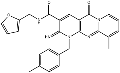 N-(2-furylmethyl)-2-imino-10-methyl-1-(4-methylbenzyl)-5-oxo-1,5-dihydro-2H-dipyrido[1,2-a:2,3-d]pyrimidine-3-carboxamide 结构式