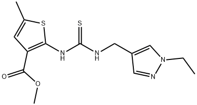 methyl 2-(3-((1-ethyl-1H-pyrazol-4-yl)methyl)thioureido)-5-methylthiophene-3-carboxylate 结构式
