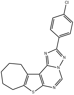 2-(4-chlorophenyl)-9,10,11,12-tetrahydro-8H-cyclohepta[4,5]thieno[3,2-e][1,2,4]triazolo[1,5-c]pyrimidine 结构式