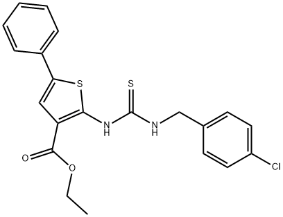 ethyl 2-(3-(4-chlorobenzyl)thioureido)-5-phenylthiophene-3-carboxylate 结构式