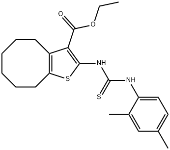 ethyl 2-(3-(2,4-dimethylphenyl)thioureido)-4,5,6,7,8,9-hexahydrocycloocta[b]thiophene-3-carboxylate 结构式