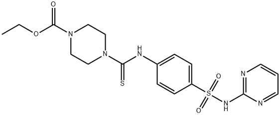 ethyl 4-((4-(N-(pyrimidin-2-yl)sulfamoyl)phenyl)carbamothioyl)piperazine-1-carboxylate 结构式