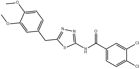 3,4-dichloro-N-[5-(3,4-dimethoxybenzyl)-1,3,4-thiadiazol-2-yl]benzamide 结构式