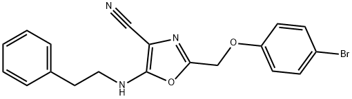 2-[(4-bromophenoxy)methyl]-5-[(2-phenylethyl)amino]-1,3-oxazole-4-carbonitrile 结构式