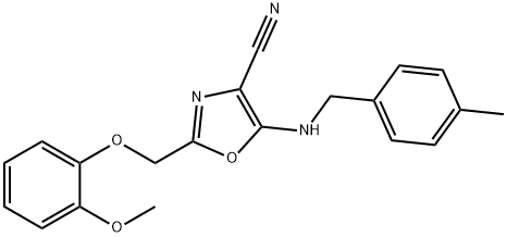 2-[(2-methoxyphenoxy)methyl]-5-[(4-methylbenzyl)amino]-1,3-oxazole-4-carbonitrile 结构式