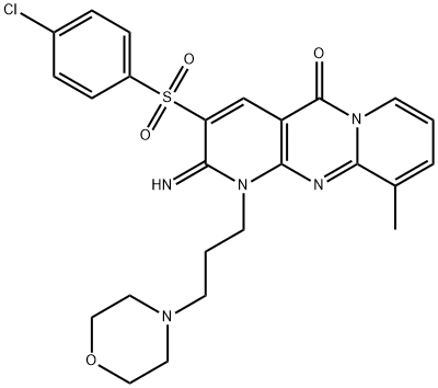 3-[(4-chlorophenyl)sulfonyl]-2-imino-10-methyl-1-[3-(morpholin-4-yl)propyl]-1,2-dihydro-5H-dipyrido[1,2-a:2',3'-d]pyrimidin-5-one 结构式