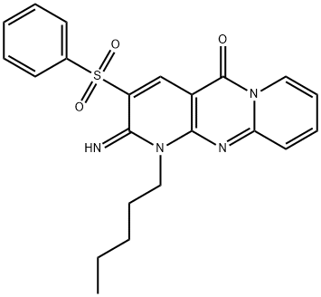 2-imino-1-pentyl-3-(phenylsulfonyl)-1,2-dihydro-5H-dipyrido[1,2-a:2,3-d]pyrimidin-5-one 结构式