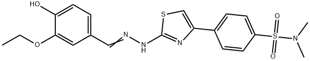 (Z)-4-(2-(2-(3-ethoxy-4-hydroxybenzylidene)hydrazinyl)thiazol-4-yl)-N,N-dimethylbenzenesulfonamide 结构式