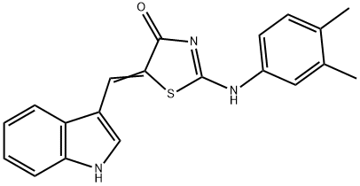 2-[(3,4-dimethylphenyl)imino]-5-(1H-indol-3-ylmethylene)-1,3-thiazolidin-4-one 结构式