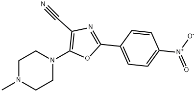 5-(4-methylpiperazin-1-yl)-2-(4-nitrophenyl)-1,3-oxazole-4-carbonitrile 结构式