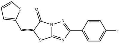 (5Z)-2-(4-fluorophenyl)-5-(thiophen-2-ylmethylidene)[1,3]thiazolo[3,2-b][1,2,4]triazol-6(5H)-one 结构式