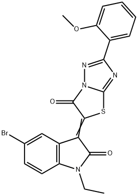 (3Z)-5-bromo-1-ethyl-3-[2-(2-methoxyphenyl)-6-oxo[1,3]thiazolo[3,2-b][1,2,4]triazol-5(6H)-ylidene]-1,3-dihydro-2H-indol-2-one 结构式