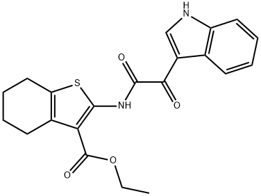 ethyl 2-{[1H-indol-3-yl(oxo)acetyl]amino}-4,5,6,7-tetrahydro-1-benzothiophene-3-carboxylate 结构式