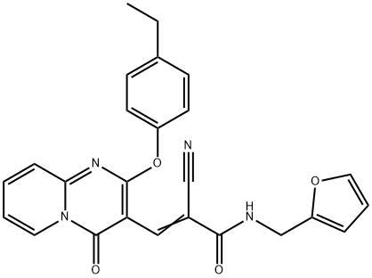(2E)-2-cyano-3-[2-(4-ethylphenoxy)-4-oxo-4H-pyrido[1,2-a]pyrimidin-3-yl]-N-(furan-2-ylmethyl)prop-2-enamide 结构式