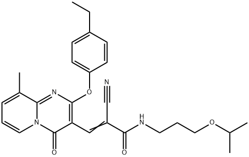 (2E)-2-cyano-3-[2-(4-ethylphenoxy)-9-methyl-4-oxo-4H-pyrido[1,2-a]pyrimidin-3-yl]-N-[3-(propan-2-yloxy)propyl]prop-2-enamide 结构式