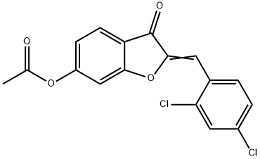 2-(2,4-dichlorobenzylidene)-3-oxo-2,3-dihydro-1-benzofuran-6-yl acetate 结构式