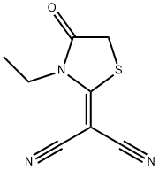 2-(3-乙基-4-氧代噻唑烷-2-亚基)丙二腈 结构式