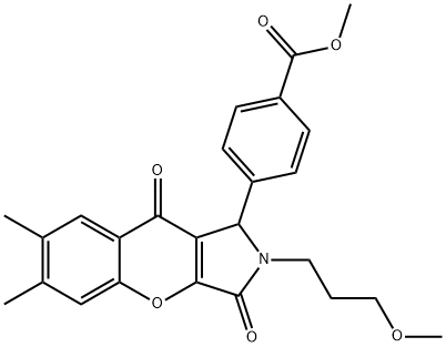 methyl 4-(2-(3-methoxypropyl)-6,7-dimethyl-3,9-dioxo-1,2,3,9-tetrahydrochromeno[2,3-c]pyrrol-1-yl)benzoate 结构式