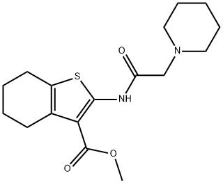 methyl 2-(2-(piperidin-1-yl)acetamido)-4,5,6,7-tetrahydrobenzo[b]thiophene-3-carboxylate 结构式