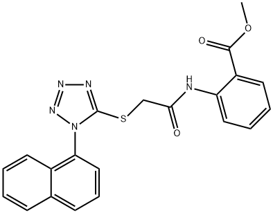 methyl 2-(2-(1-(naphthalen-1-yl)-1H-tetrazol-5-ylthio)acetamido)benzoate 结构式