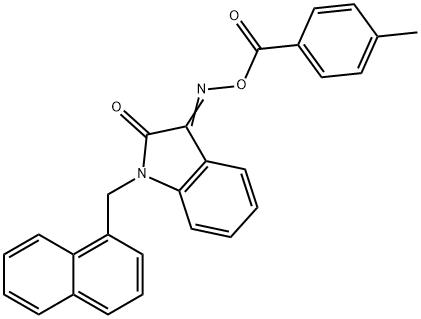 (E)-3-(((4-methylbenzoyl)oxy)imino)-1-(naphthalen-1-ylmethyl)indolin-2-one 结构式