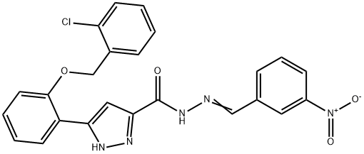 3-{2-[(2-chlorobenzyl)oxy]phenyl}-N'-[(E)-(3-nitrophenyl)methylidene]-1H-pyrazole-5-carbohydrazide 结构式