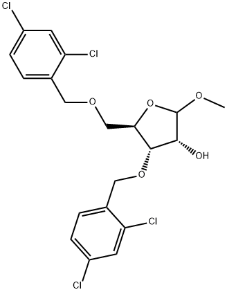 Methyl 3,5-di-O-(2,4-dichlorobenzyl)-D-ribofuranoside 结构式
