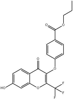 propyl 4-((7-hydroxy-4-oxo-2-(trifluoromethyl)-4H-chromen-3-yl)oxy)benzoate 结构式