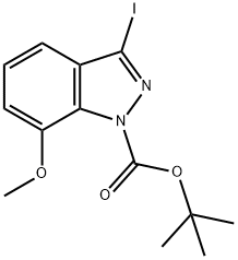 tert-Butyl 3-iodo-7-methoxy-1H-indazole-1-carboxylate 结构式