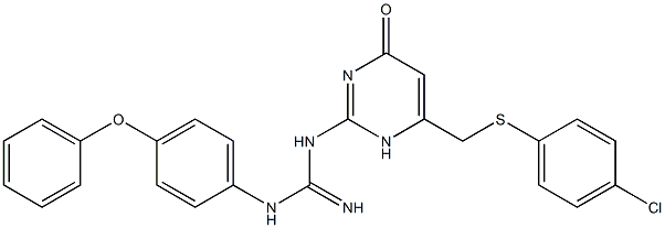 1-(6-{[(4-chlorophenyl)sulfanyl]methyl}-4-oxo-1,4-dihydropyrimidin-2-yl)-3-(4-phenoxyphenyl)guanidine 结构式