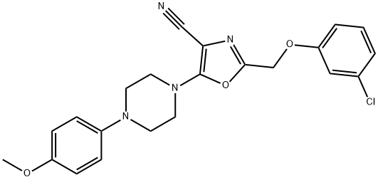 2-[(3-chlorophenoxy)methyl]-5-[4-(4-methoxyphenyl)piperazin-1-yl]-1,3-oxazole-4-carbonitrile 结构式