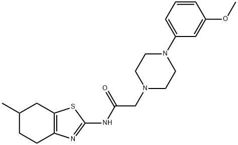 2-[4-(3-methoxyphenyl)piperazin-1-yl]-N-(6-methyl-4,5,6,7-tetrahydro-1,3-benzothiazol-2-yl)acetamide 结构式