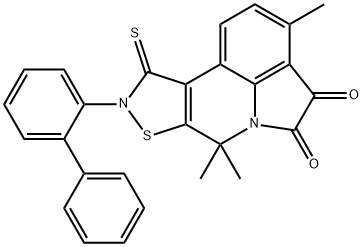 9-[1,1'-biphenyl]-2-yl-3,7,7-trimethyl-10-thioxo-9,10-dihydro-7H-isothiazolo[5,4-c]pyrrolo[3,2,1-ij]quinoline-4,5-dione 结构式